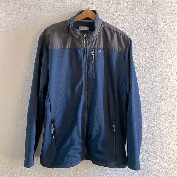 Orvis Men’s Full Zip Jacket Blue Knit Size XL - Picture 1 of 5